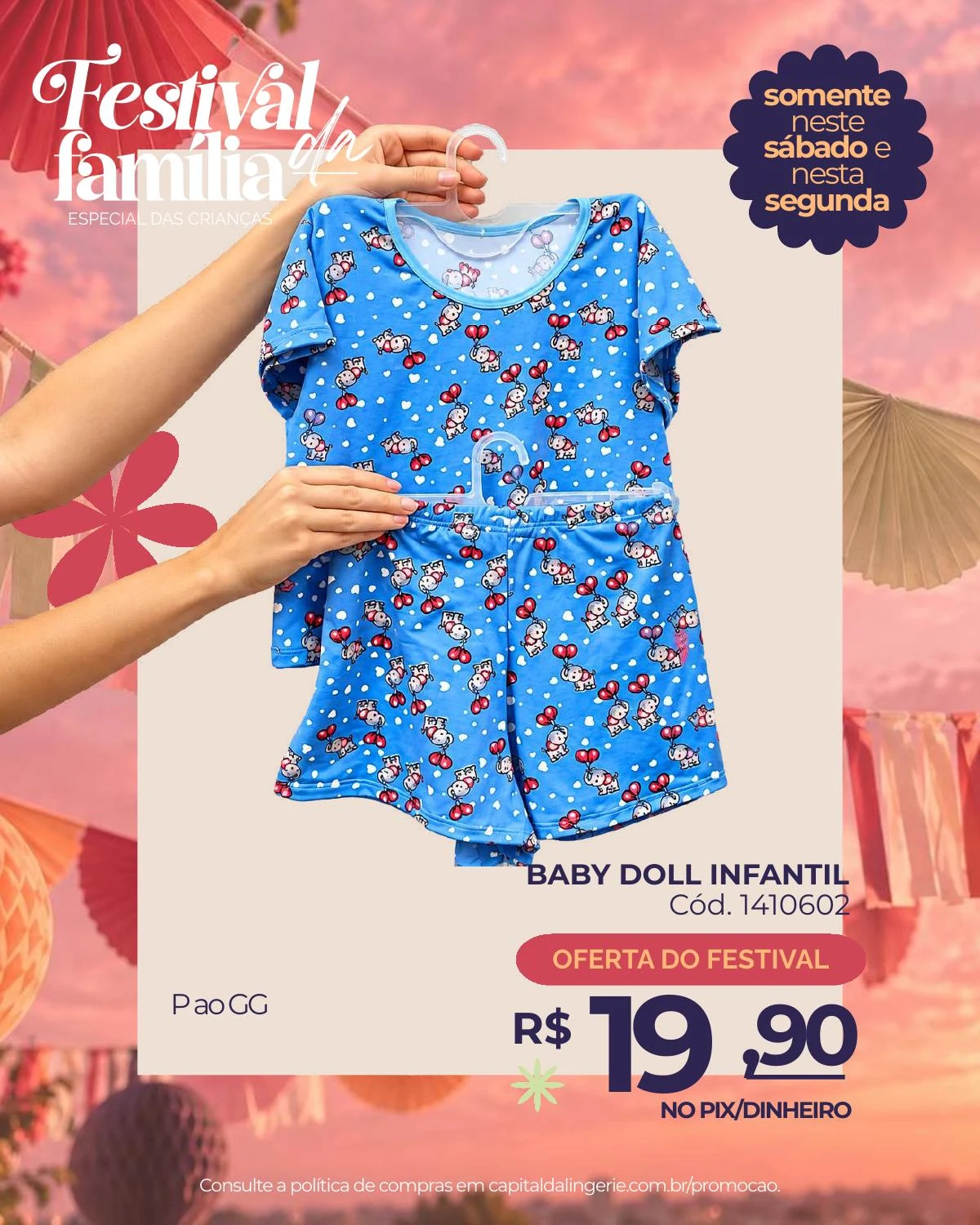 Baby doll infantil — oferta especial de Dia das Crianças na Capital da Lingerie