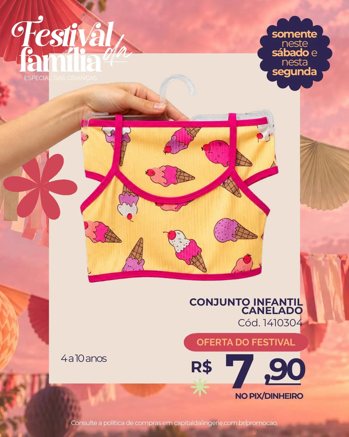 Conjunto infantil canelado — oferta especial de Dia das Crianças na Capital da Lingerie