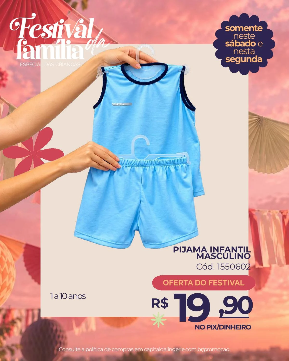 Pijama infantil masculino — oferta especial de Dia das Crianças na Capital da Lingerie