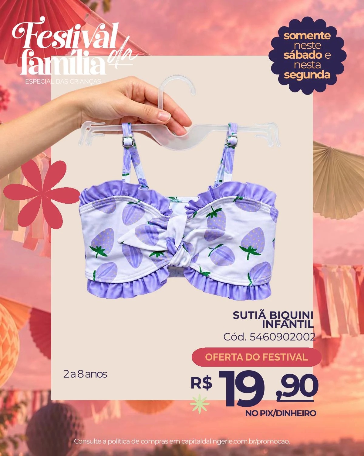 Sutiã biquíni infantil — oferta especial de Dia das Crianças na Capital da Lingerie