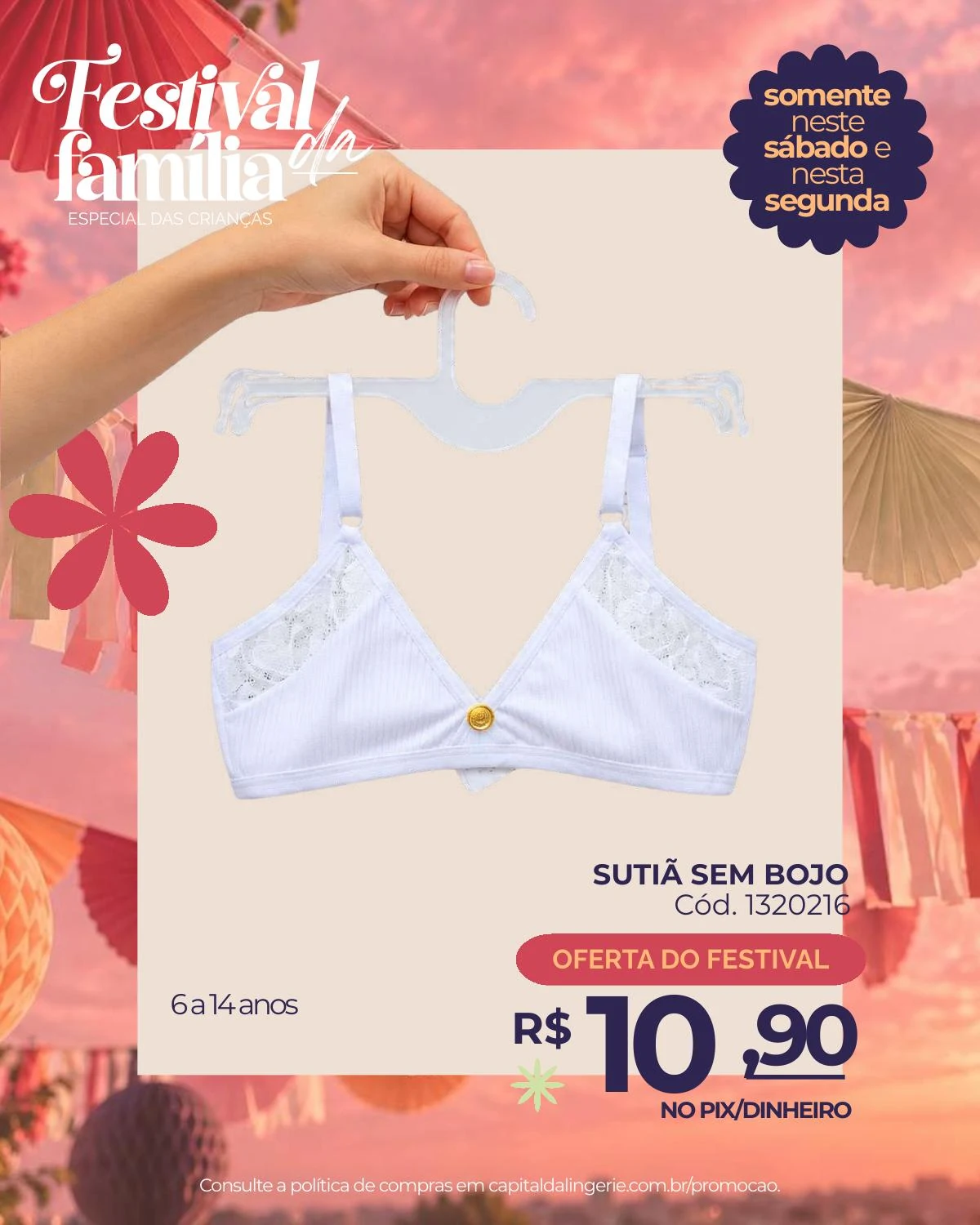 Sutiã sem bojo — oferta especial de Dia das Crianças na Capital da Lingerie